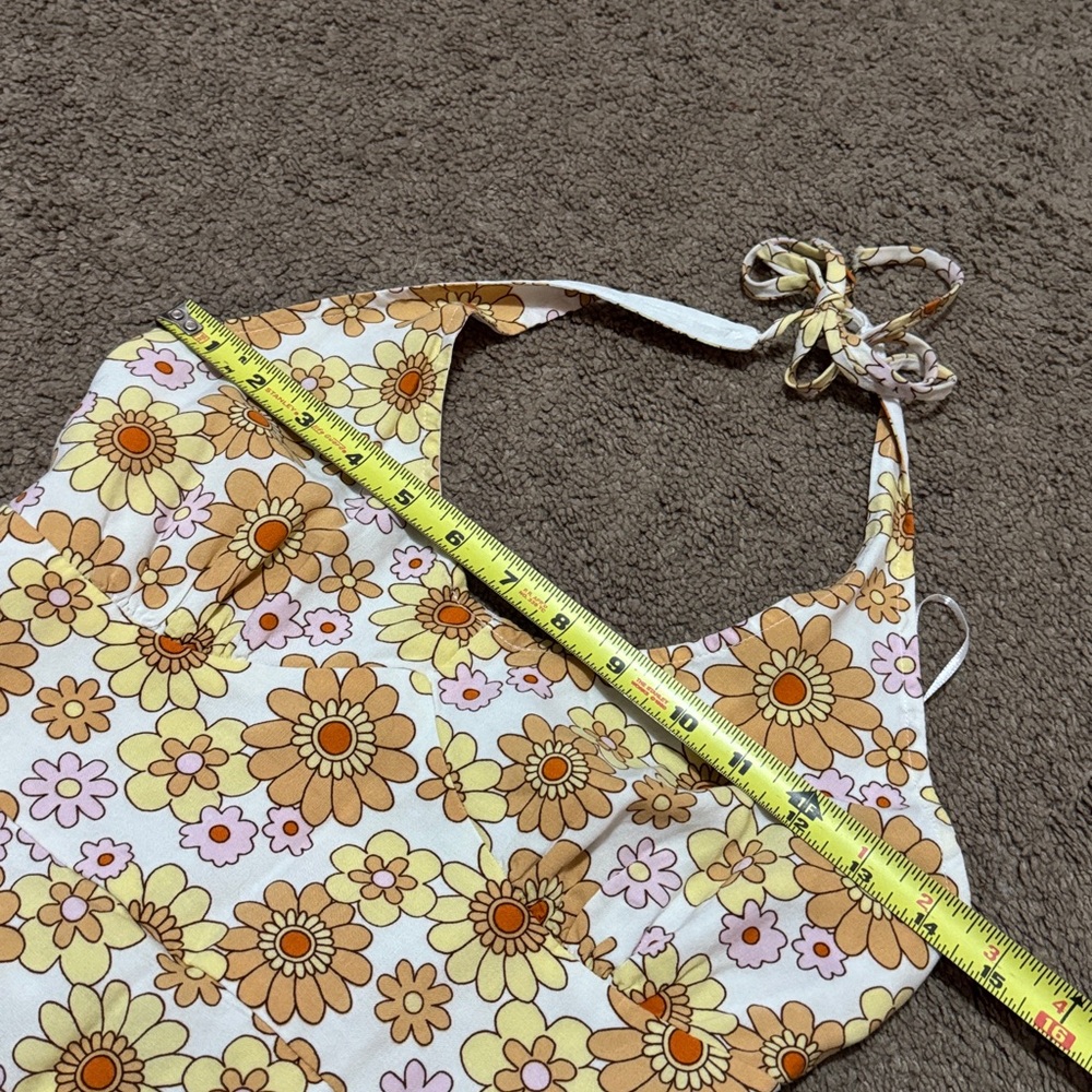 Retro Vibes Hollister Halter Style Sundress-Sz M-Tan/Yellow/Pink/White-Lined-EUC - Picture 9 of 14